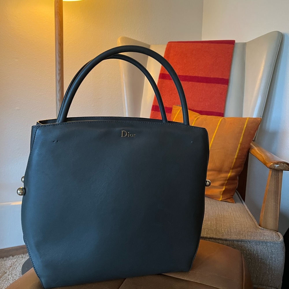 Charcoal Dior Medium Tote with Arched Handles - Picture 5 of 6